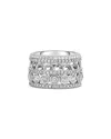 Roberto Coin 18k White Gold Cento Diamond Rosette Wide Multirow Ring
