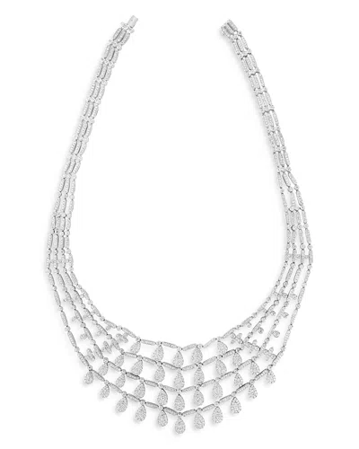 Roberto Coin 18k White Gold Classic Diamond Multirow Drop Statement Necklace, 16
