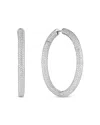 Roberto Coin 18k White Gold Classic Diamond Pave Inside Out Medium Hoop Earrings In White