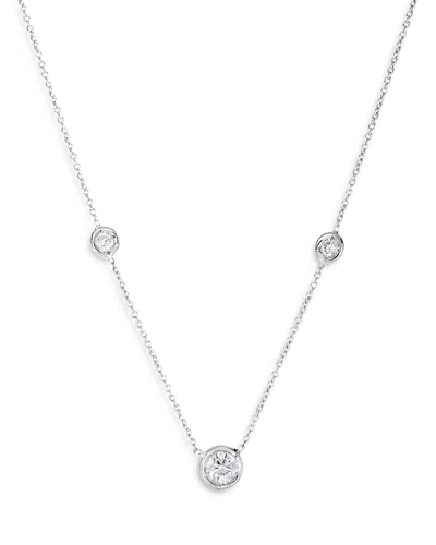 Roberto Coin 18k White Gold Diamond By The Inch Diamond Bezel Station Necklace, 16-18