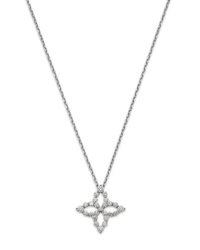 Roberto Coin 18k White Gold Diamond Flower Outline Pendant Necklace, 16-18 In Gray