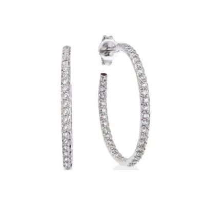 Roberto Coin 18k White Gold Diamond Hoop Earrings - 000604awerx0 In Silver