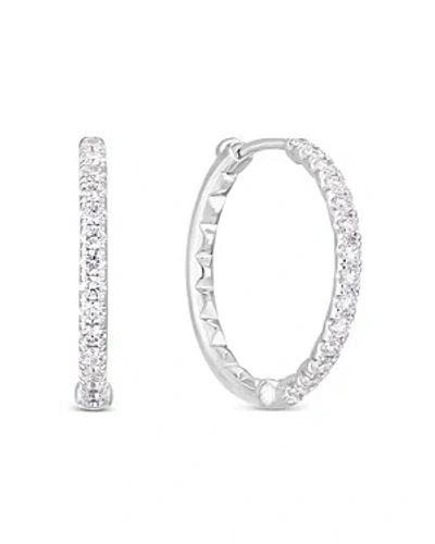 Roberto Coin 18k White Gold Diamond Hoops Diamond Inside Out Hoop Earrings In Metallic