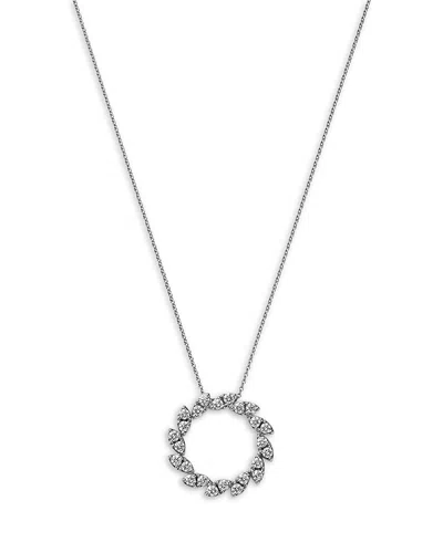 Roberto Coin 18k White Gold Diamond Marquesa Small Swirl Pendant Necklace, 18 In Metallic
