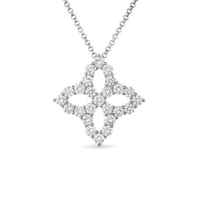 Roberto Coin 18k White Gold Diamond Princess Outline Large Flower Necklace - 8882350aw18x