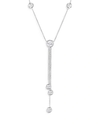 Roberto Coin 18k White Gold Diamonds By The Inch Diamond Bezel Lariat Necklace, 16-18 In Metallic