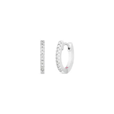 Roberto Coin 18k White Gold Extra Small Diamond Hoop Earrings 002026awerx0