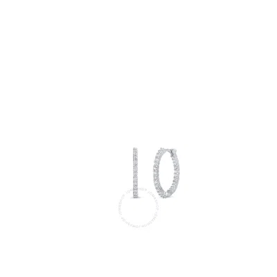 Roberto Coin 18k White Gold Extra Small Inside Outside The Perfect Diamond Hoop Earrings - 001448awe
