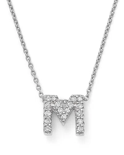 Roberto Coin 18k White Gold Initial Love Letter Pendant Necklace With Diamonds, 16 In Initial M