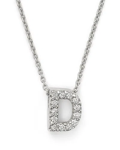 Roberto Coin 18k White Gold Initial Love Letter Pendant Necklace With Diamonds, 16 In Initial D