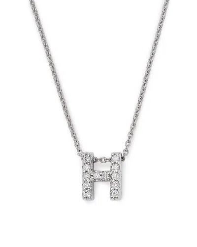 Roberto Coin 18k White Gold Initial Love Letter Pendant Necklace With Diamonds, 16 In Initial H