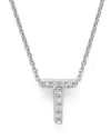 Roberto Coin 18k White Gold Initial Love Letter Pendant Necklace With Diamonds, 16 In Initial T