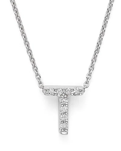 Roberto Coin 18k White Gold Initial Love Letter Pendant Necklace With Diamonds, 16 In Initial T