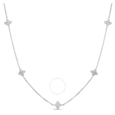 ROBERTO COIN ROBERTO COIN 18K WHITE GOLD LOVE BY THE INCH 5 STATION FLOWER NECKLACE - 7773286AW17X
