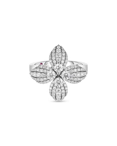Roberto Coin 18k White Gold Love In Verona Diamond Flower Ring - Exclusive