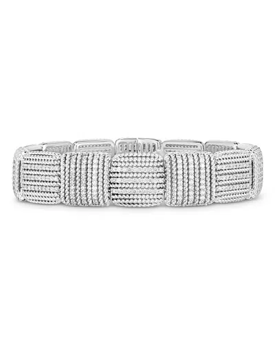 Roberto Coin 18k White Gold Opera Diamond Square Rope Segment Statement Bracelet In Multi