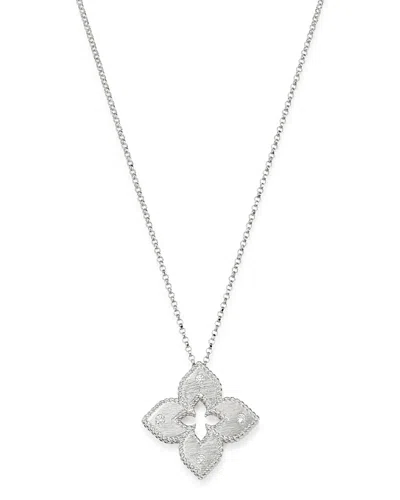 Roberto Coin 18k White Gold Petite Venetian Princess Diamond Pendant Necklace, 17 In Gray
