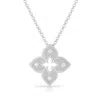 Roberto Coin 18k White Gold Petite Venetian Princess Extra Small Satin & Diamond Accent Flower Neckl In White