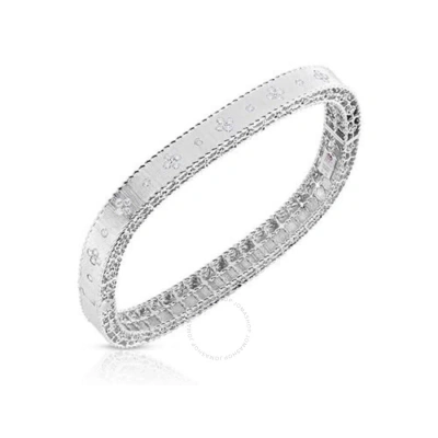 Roberto Coin 18k White Gold Satin Finish Bangle With Fleur De Lis Diamonds