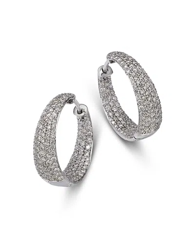 Roberto Coin 18k White Gold Scalare Diamond Hoop Earrings