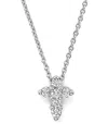 Roberto Coin 18k White Gold Small Cross Pendant Necklace With Diamonds, 16 In White Gold
