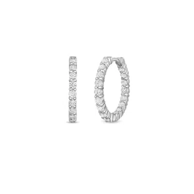 ROBERTO COIN ROBERTO COIN 18K WHITE GOLD SMALL INSIDE OUTSIDE THE PERFECT DIAMOND HOOP EARRINGS - 000569AWERX0