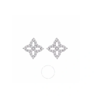 Roberto Coin 18k White Gold Small Princess Flower Diamond Stud Earrings Designer Sku 8882348awerx