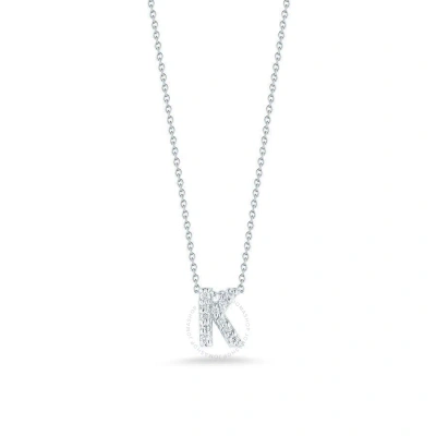 Roberto Coin 18k White Gold Tiny Treasures Diamond Letter K Pendant In Metallic