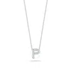 Roberto Coin 18k White Gold Initial Love Letter Pendant Necklace With Diamonds, 16 In Initial P