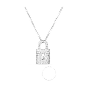 Roberto Coin 18k White Gold Tiny Treasures Diamond Lock Necklace - 002136awchx0