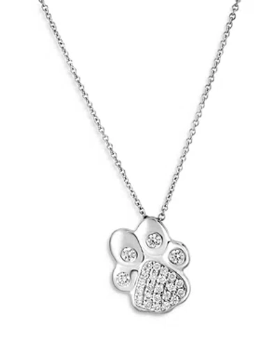 Roberto Coin 18k White Gold Tiny Treasures Diamond Paw Pendant Necklace, 16-18