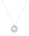 ROBERTO COIN 18K WHITE GOLD TINY TREASURES DIAMOND STARBURST PENDANT NECKLACE, 16-18