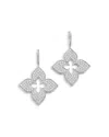 Roberto Coin 18k White Gold Venetian Princess Diamond Pave Quatrefoil Drop Earrings In White