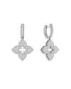 Roberto Coin 18k White Gold Venetian Princess Flower Dangle Hoop Earrings In White