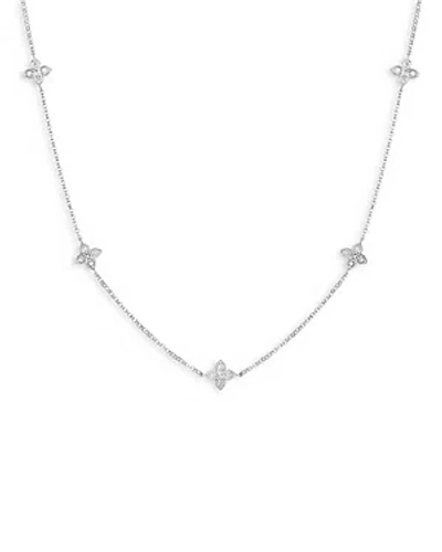 Roberto Coin 18k White Gold Verona Love By The Inch Diamond Flower Station Collar Necklace, 17 In Metallic