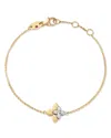 Roberto Coin 18k Yellow & White Gold Diamond Love In Verona Double Flower Bracelet, 0.09 Tcw In Gold
