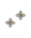 Roberto Coin 18k Yellow & White Gold Love In Verona Diamond Filo Stud Earrings In Silver