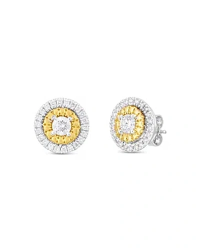 Roberto Coin Women's Siena 18k White Gold, Yellow Gold & 0.69 Tcw Diamond Dot Earrings In White/gold
