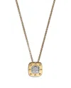 Roberto Coin 18k Yellow And White Gold Square Pois Moi Pendant Necklace With Diamonds, 16.5 In Gold/white