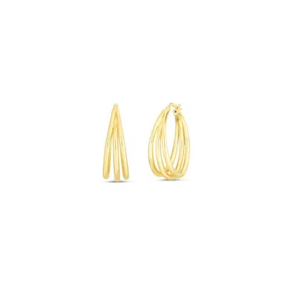 Roberto Coin 18k Yellow Designer Gold Graduated Thin Triple Hoop Earrings - 6740625ayer0
