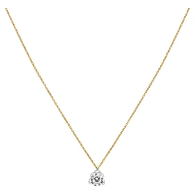 Pre-owned Roberto Coin 18k Yellow Gold And Prong Set Diamond Solitaire Pendant Necklace 16