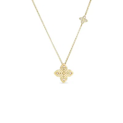 Roberto Coin 18k Yellow Gold Arabesque Medium Diamond Flower Necklace - 7773650ay17x