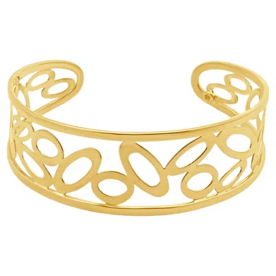 Pre-owned Roberto Coin 18k Yellow Gold "chic And Shine" Open Cuff Bracelet 7.0"