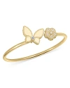 ROBERTO COIN 18K YELLOW GOLD DAISY & BUTTERFLY DIAMOND BANGLE BRACELET - 100% EXCLUSIVE