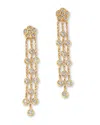 Roberto Coin 18k Yellow Gold Daisy By The Inch Diamond Flower Tassel Drop Earrings In Gold
