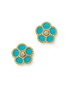 Roberto Coin 18k Yellow Gold Daisy Diamond & Turquoise Stud Earrings - Exclusive In Blue/gold