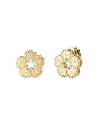 Roberto Coin 18k Yellow Gold Daisy Diamond Flower Stud Earrings