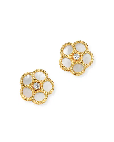 Roberto Coin 18k Yellow Gold Daisy Mother-of-pearl & Diamond Stud Earrings - Exclusive In White/gold