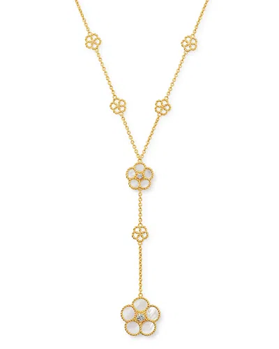 Roberto Coin 18k Yellow Gold Daisy Mother-of-pearl & Diamond Y-necklace, 16 - Exclusive In White/gold