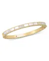Roberto Coin 18k Yellow Gold Diamond & Mother Of Pearl Mosaic Bangle Bracelet In White/gold